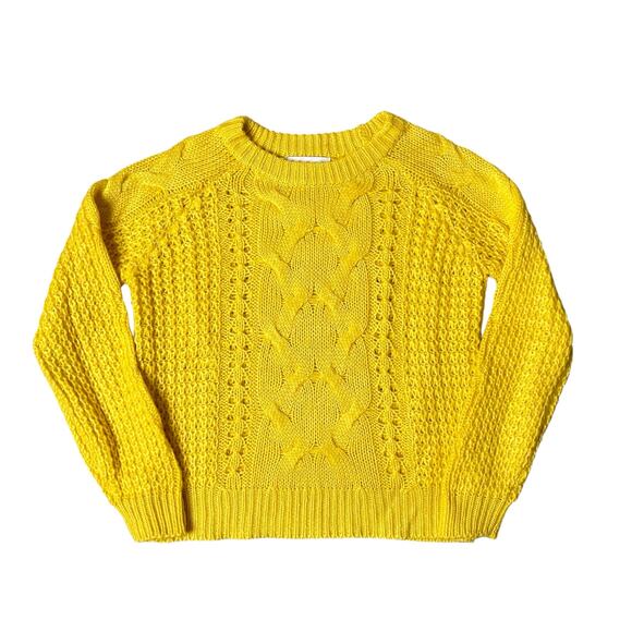 Heartloom yellow cable knit open-stitch sweater, size S - Picture 3 of 10